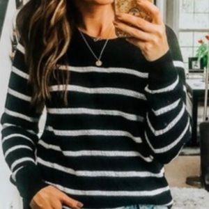 EUC Old Navy Black sweater white stripes